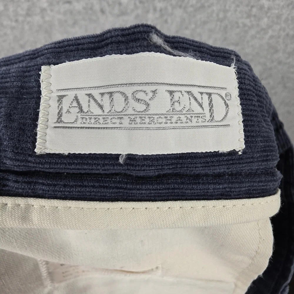 Vintage Lands' End‎ Pants Mens 31x27 Blue Corduroy Chino Tapered USA 80s Casual